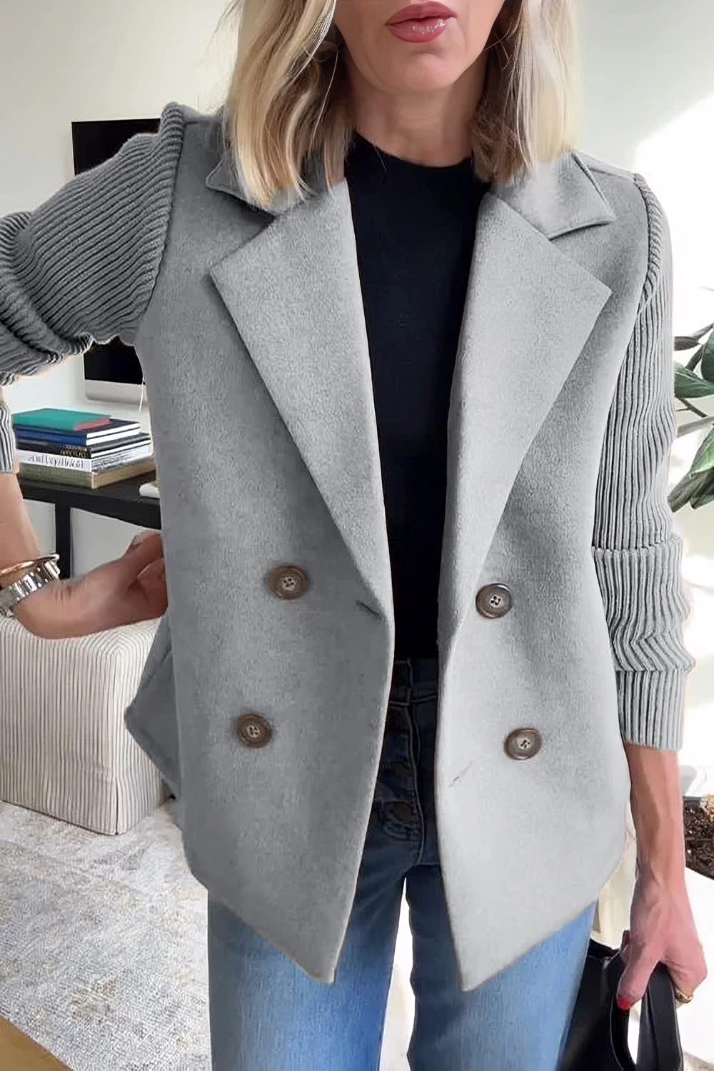 Camela™ Blazer à Manches Tricotées