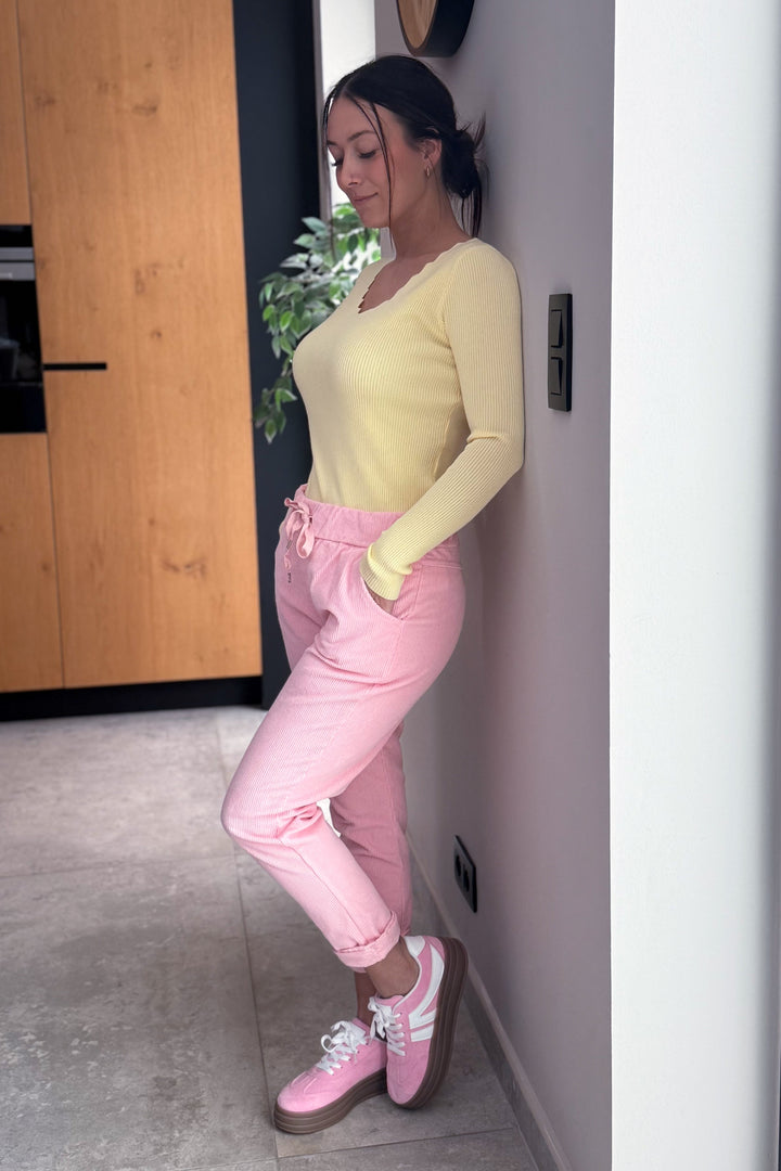 Pantalon En Velours Mary-Lou Rose