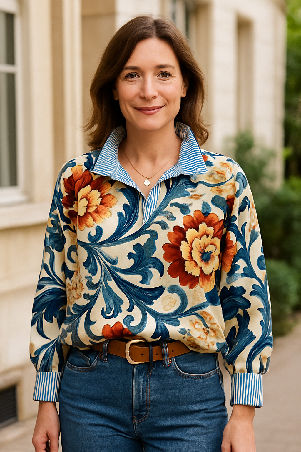 Florale | Chemise classique à col rayé