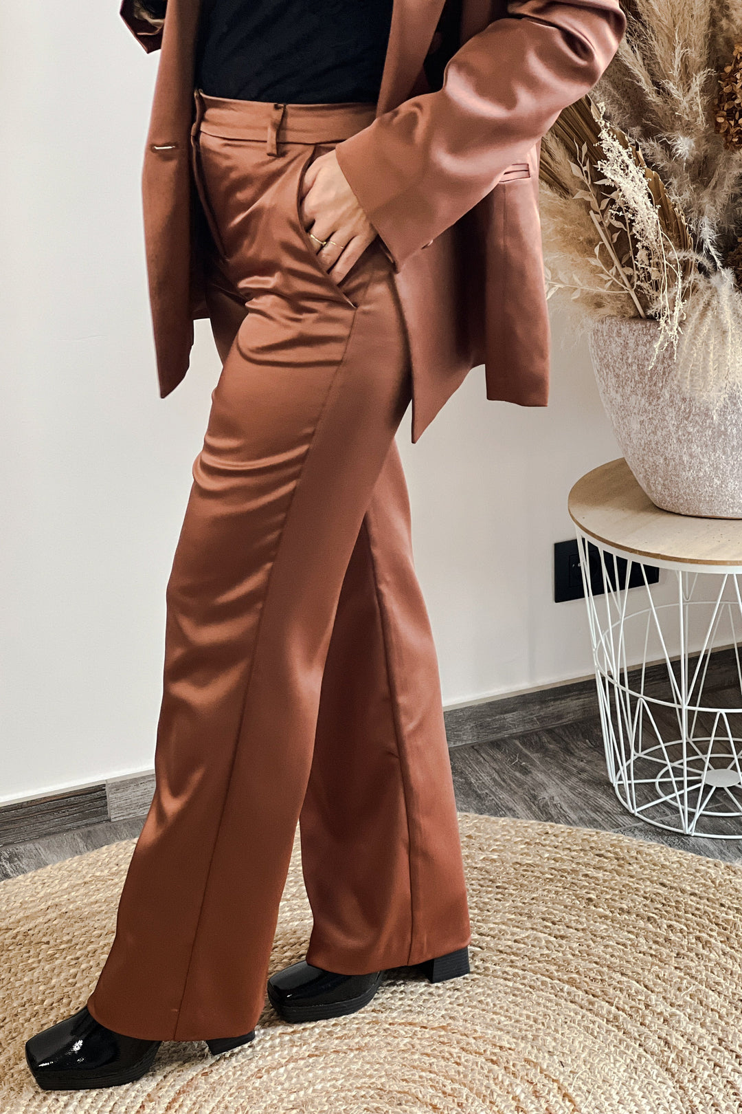 Pantalon Aliénor Camel Satin