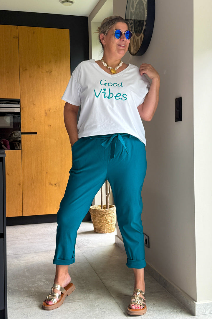 Pantalon A Nouer Maelysa Bleu Canard GT (42/48)