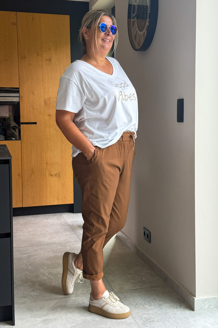 Pantalon A Nouer Evany Camel Foncé GT