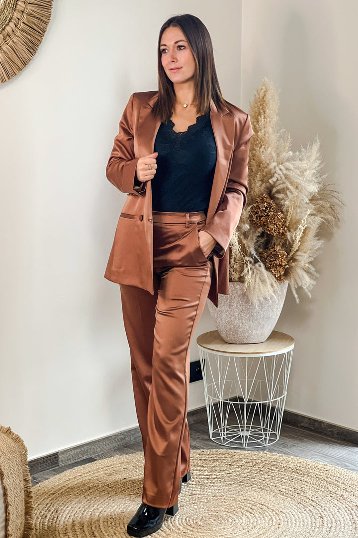 Pantalon Aliénor Camel Satin
